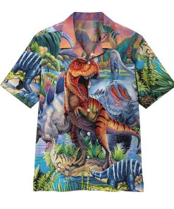 Gearhumans 3D Dinosaur Population Hawaii Shirt ZK2505213 Hawai Shirt Short Sleeve Shirt S 