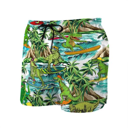 Gearhumans 3D Dinosaur Surfing Hawaii Shirt ZZ2806211 Short Sleeve Shirt