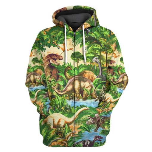 Gearhumans 3D Dinosaur Tshirt Hoodie Apparel ZZ2505214 3D Apparel Zip Hoodie S