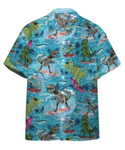Gearhumans 3D Dinosaurs Surfing Hawaiian Custom Short Sleeve Shirts GW1406212 Hawai Shirt Hawai Shirt S 