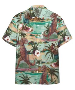Gearhumans 3D Dinosaurs Surfing Hawaiian Custom Short Sleeve Shirts GW1406213 Hawai Shirt Short Sleeve Shirt S 