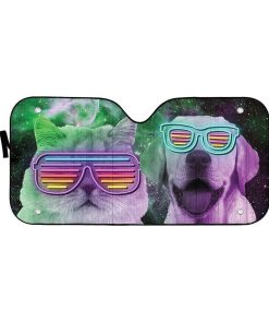 gearhumans 3D DJ Labrador retriever and Persian Custom Car Auto Sunshade GD120517 Auto Sunshade 57''x27.5'' 