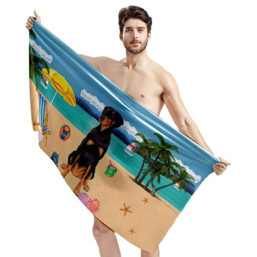 Gearhumans 3D Doberman Dog Custom Beach Towel GW1205214 Towel