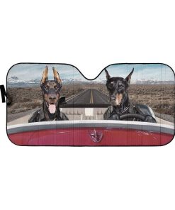 gearhumans 3D Doberman Dogs Custom Car Auto Sunshade GW19065 Auto Sunshade 57''x27.5'' 