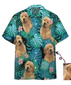Gearhumans 3D Dog Hawaiian Tropical Custom Photo Short Sleeve Shirt GS0107212 Hawai Shirt Custom Photo S 