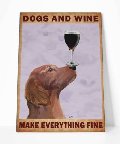 Gearhumans 3D Dogs And Wine Make Everything Fine Canvas ZK2005212 Canvas 1 Piece Non Frame M