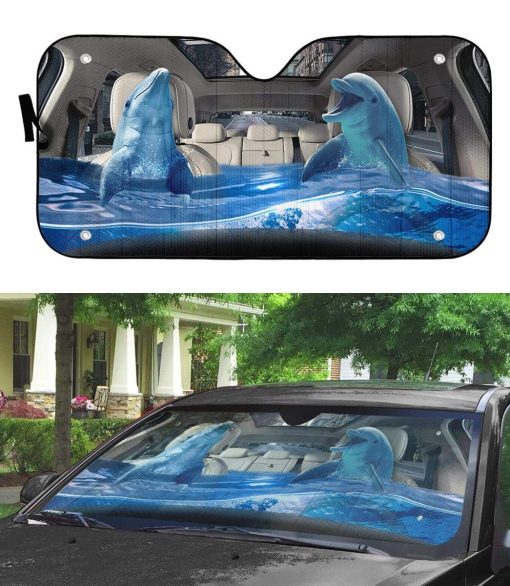 gearhumans 3D Dolphins Custom Car Auto Sunshade GS23067 Auto Sunshade