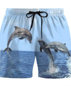 Gearhumans 3D Dolphins Leap From The Sea Custom Beach Shorts Swim Trunks GL26066 Men Shorts Men Shorts S 