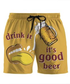 Gearhumans 3D Drink it its good beer Beach Shorts Swim Trunks GV08077 Men Shorts Men Shorts S