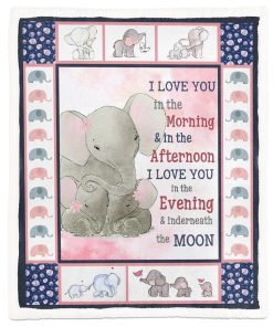 Gearhumans 3D Elephant Mom Mothers Day Gift Custom Name Blanket GW07042 Blanket Blanket M(51''x59'') 