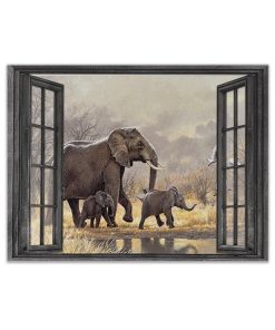 Gearhumans 3D Elephant Mom Window Mothers Day Gift Custom Canvas GW07045 Canvas 1 Piece Non Frame M