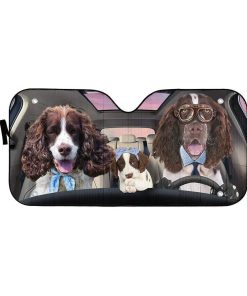 gearhumans 3D English Springer Spaniel Family Custom Car Auto Sunshade GV110514 Auto Sunshade 57''x27.5'' 