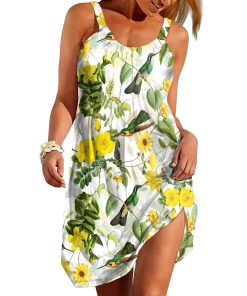 Gearhumans 3D Enjoy Lifes Simple Pleasures Like Hummingbirds Custom Sleeveless Beach Dress GO01062114 Beach Dress Beach Dress S 