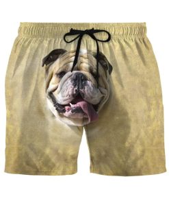 Gearhumans 3D Face Bulldog Custom Summer Beach Shorts Swim Trunks GV12069 Men Shorts Men Shorts S 