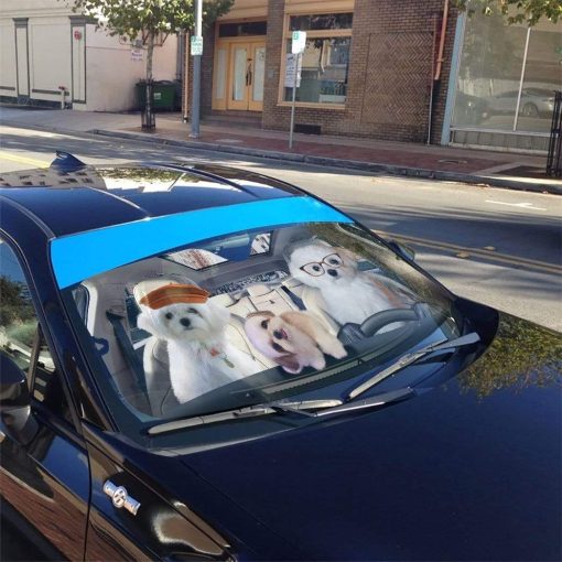 gearhumans 3D Family Bichon Frise Auto Sunshade GL25068 Auto Sunshade