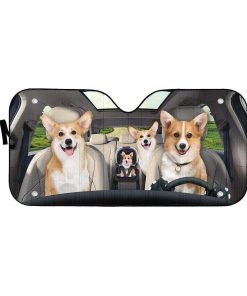 gearhumans 3D Family Corgi Dogs Custom Car Auto Sunshade GV070714 Auto Sunshade 57''x27.5'' 