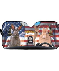 gearhumans 3D Family Rabits America Custom Car Auto Sunshade GL06074 Auto Sunshade 57''x27.5'' 
