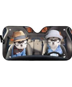 gearhumans 3D Family Terrier Dogs In Car Custom Car Auto Sunshade GV230615 Auto Sunshade 57''x27.5'' 