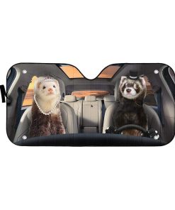 gearhumans 3D Fancy Ferrets Custom Car Auto Sunshade GS26064 Auto Sunshade 57''x27.5'' 