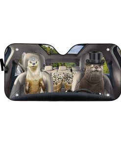 gearhumans 3D Fancy Otters Custom Car Auto Sunshade GS07076 Auto Sunshade 57''x27.5'' 