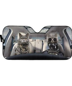 gearhumans 3D Fashionable Chartreux Cats Custom Car Auto Sunshade GV05063 Auto Sunshade 57''x27.5'' 