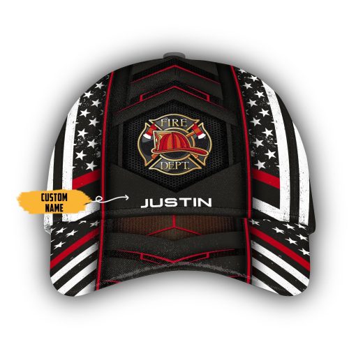 Gearhumans 3D Firefighter Flag Custom Name Cap GW02047 Cap Cap