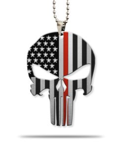 Gearhumans 3D Firefighter Red Line American Skull Custom Car Hanging GW1706211 Car Hanging Car Hanging/1 Pack 