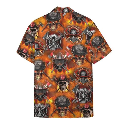Gearhumans 3D Firefighter Skull Hawaii Shirt ZZ08042 Hawai Shirt