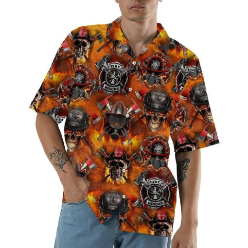 Gearhumans 3D Firefighter Skull Hawaii Shirt ZZ08042 Hawai Shirt