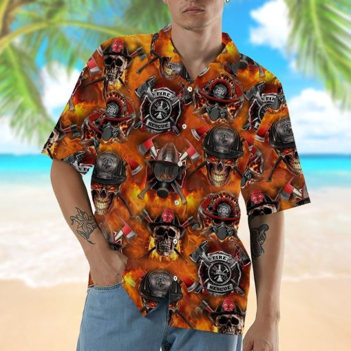 Gearhumans 3D Firefighter Skull Hawaii Shirt ZZ08042 Hawai Shirt