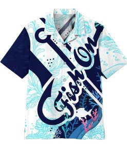 Gearhumans 3D Fish On Hook Hawaii Shirt ZZ08044 Hawai Shirt Short Sleeve Shirt S