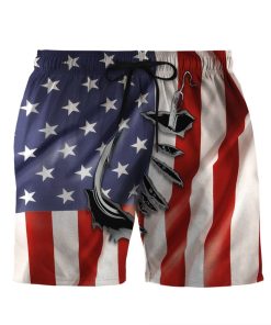 Gearhumans 3D Fishing Hooked American Flag Custom Beach Shorts Swim Trunk GS09062116 Men Shorts Men Shorts S 