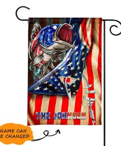 Gearhumans 3D Fishing Hooked American Flag Custom Name House Flag GS09062113 House Flag House Flag S 