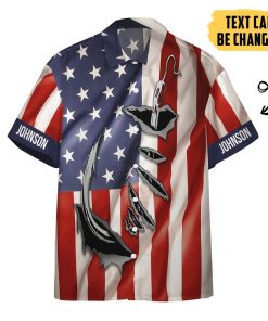 Gearhumans 3D Fishing Hooked American Flag Custom Text Short Sleeve Shirt GS09062114 Hawai Shirt Short Sleeve Shirt S 