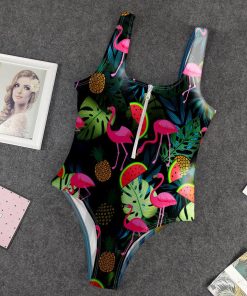 Gearhumans 3D Flamingo Hawaii Custom One Piece Swimsuit GW1305213 One-piece Swimsuit One-piece Swimsuit S 