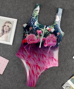 Gearhumans 3D Flamingo Hawaii Custom One Piece Swimsuit GW1405213 One-piece Swimsuit One-piece Swimsuit S 