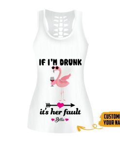 Gearhumans 3D Flamingo If Im Drunk Its Her Fault Custom Name Hollow Tank Top GW08043 Hollow Tank Top Hollow Tank Top S