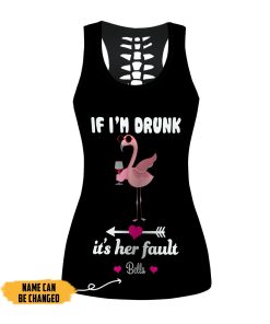 Gearhumans 3D Flamingo If Im Drunk Its Her Fault Custom Name Hollow Tank Top GW08044 Hollow Tank Top Hollow Tank Top Black S
