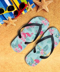 Gearhumans 3D Flamingo With Flowers Custom Flip Flop GW2405213 Flipflop Women 35EU 