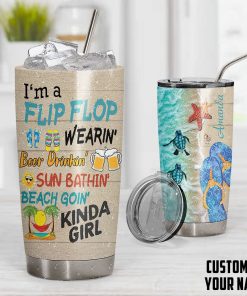Gearhumans 3D Flip Flop Kinda Girl Custom Name Design Insulated Vacuum Tumbler GW2105214 Tumbler 
