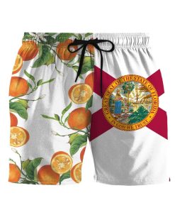 Gearhumans 3D Florida Flag Orange Blossom Custom Beach Shorts Swim Trunks GS1205219 Men Shorts Men Shorts S 