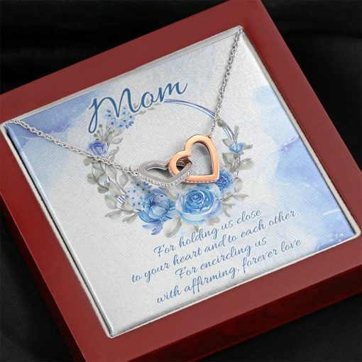 Gearhumans 3D For Mom Happy Mothers Day Gift Interlocking Hearts Necklace GS23042116 ShineOn Fulfillment Mahogany Style Luxury Box