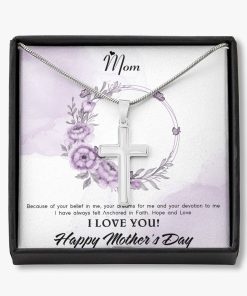 Gearhumans 3D For My Mom Happy Mothers Day Artisan Crafted Cross Necklace GS23042113 ShineOn Fulfillment 