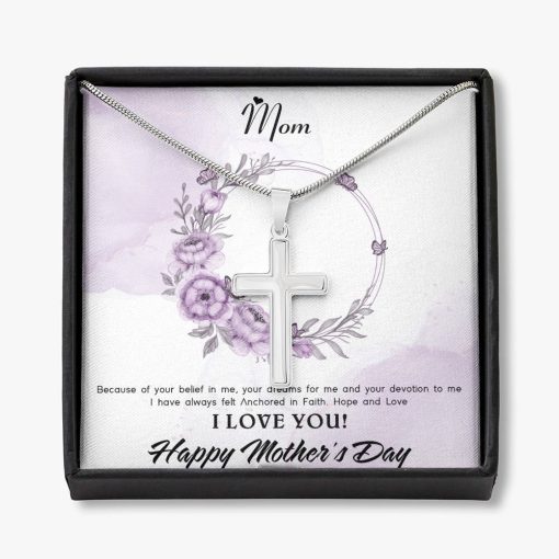 Gearhumans 3D For My Mom Happy Mothers Day Artisan Crafted Cross Necklace GS23042113 ShineOn Fulfillment