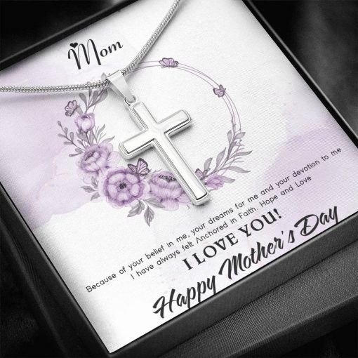 Gearhumans 3D For My Mom Happy Mothers Day Artisan Crafted Cross Necklace GS23042113 ShineOn Fulfillment