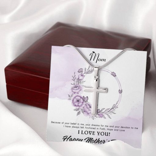 Gearhumans 3D For My Mom Happy Mothers Day Artisan Crafted Cross Necklace GS23042113 ShineOn Fulfillment