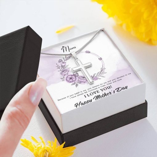 Gearhumans 3D For My Mom Happy Mothers Day Artisan Crafted Cross Necklace GS23042113 ShineOn Fulfillment