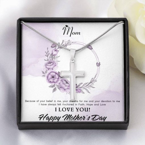 Gearhumans 3D For My Mom Happy Mothers Day Artisan Crafted Cross Necklace GS23042113 ShineOn Fulfillment Standard Box
