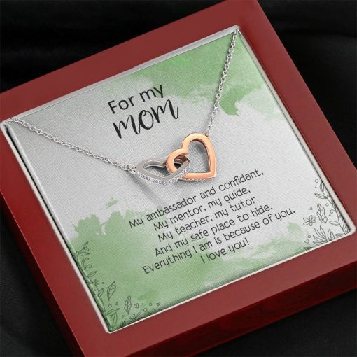 Gearhumans 3D For My Mom Happy Mothers Day Interlocking Hearts Necklace GS27042114 ShineOn Fulfillment Mahogany Style Luxury Box