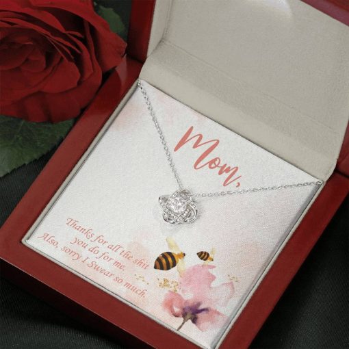 Gearhumans 3D For My Mom Happy Mothers Day Love Knot Necklace GS2204215 ShineOn Fulfillment Mahogany Style Luxury Box